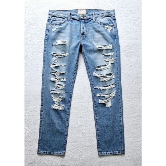 CURRENT ELLIOTT the-fling-tattered-destroy intermix goop boyfriend jeans $335 28 - Picture 2 of 16